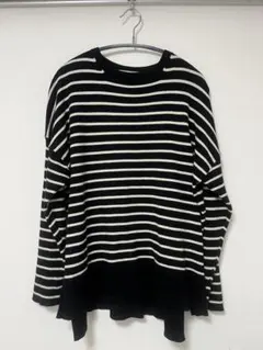 AMERICAN HOLIC 黒白ストライプニット M
