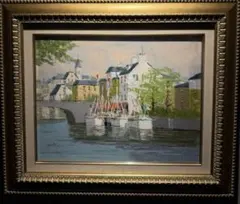 松本剛一 真作 - Yahoo!オークション 【真作】絵画　松本剛一　油彩8号　ムフタール　パリ街角の賑わい　洋画作品　Z15 『ムフタールの朝市』 油 油彩画 絵画