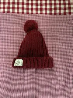 THE WINTER SEASON ニット帽 ボルドー ポンポン付き