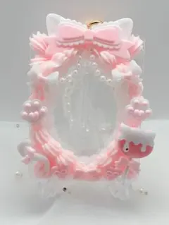 ホイップデコ　硬質トレカケース　B8 キーホルダー　ネコ耳　ピンク