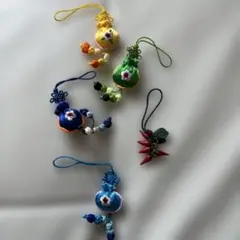 刺繍入り小物入れ型ストラップ 5個セット