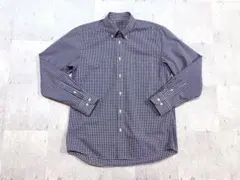 美品　 Lサイズ　無印良品　 長袖シャツ　ギンガムチェック　紺白