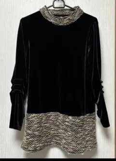 日本製　ベロア　茶色　切り替えチュニック