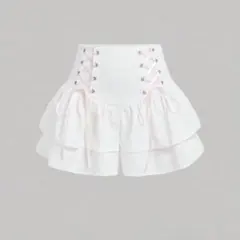 SHEIN ホワイトミニスカート レースアップ