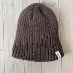 ダークブラウン リブ編みニットベビー帽
