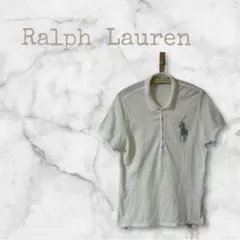 ラルフローレン ビーズ ビッグポニー ポロシャツ ホワイト 7f L相当