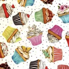 USA コットン ロバートカフマン　カップケーキ　生地　ハギレ