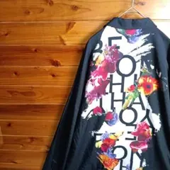 長袖シャツ　柄シャツ　バックプリント　花柄　ボタニカル柄　デザインプリント　Lのサムネイル