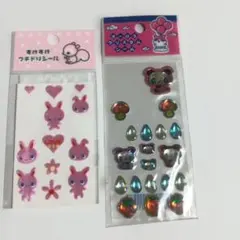 平成レトロすけすけフチドリシールとオーロラクリスタルシール　うさぎとパンダ