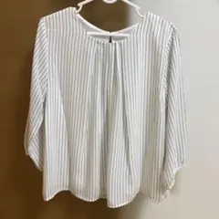 GLACIER ホワイトストライプ 7分袖ブラウス