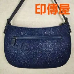 【美品】印傳屋 インデンヤ ショルダーバッグ 斜めがけ 黒 鹿革 漆塗り
