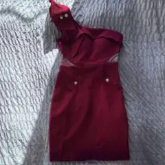 IRMA イルマ ワンショルダー リボン ミニドレス レッド M