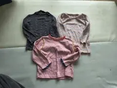 長袖Tシャツセット（ストライプ・ピンク・黒）80cm