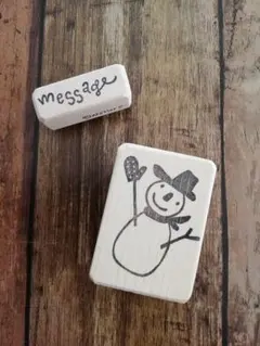 雪だるま スタンプ はんこ 2個セット ハンドメイド