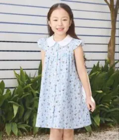 ショパン ！ノースリーブ ワンピース 花柄 ストライプ 110cm