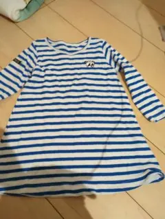 STORIES 青白ストライプ 長袖ワンピース 100cm