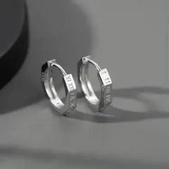 メンズ ピアス フープピアス　シルバー　パンク　英字　両耳 ストリート　パンク