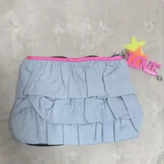 MERCURYDUO❤️新品非売品ノベルティ❤️水色フリルポーチLOVEチャーム付のサムネイル