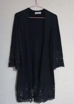 リランドチュール Rirandture ♡ロングカーディガン 黒　レースのサムネイル