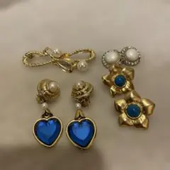 イヤリングセット（ゴールド、パール、石）