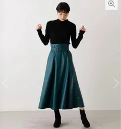 AZUL BY MOUSSY フェイクレザースカート　ハイウエスト　フレア