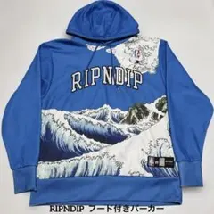 RIPNDIP 波のグラフィック MBNロゴフード付き パーカーオーバーサイズL