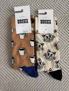 HAPPY SOCKS 猫とマグカップ柄ソックス　新品