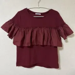 OLIVE des OLIVE フリル 半袖 Tシャツ ボルドー　ワインレッドのサムネイル