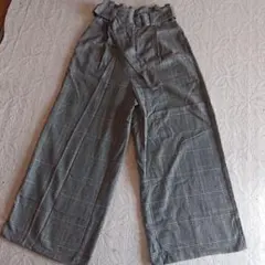 チェック柄 ワイドパンツ ベルト付き