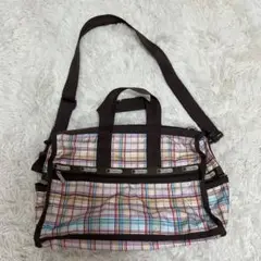 ✨ LeSportsac レスポートサック　チェック柄　ボストンバッグ　ポーチ付