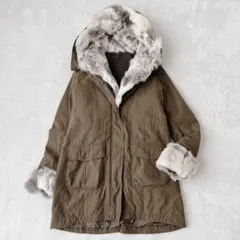 モッズコート ラビットファー　ボアライナー セミロング丈 大きいサイズ
