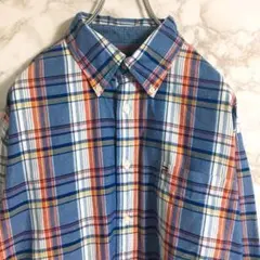 トミーヒルフィガー　ワンポイント刺繍　チェックシャツ　マルチカラー　Ｌ☆