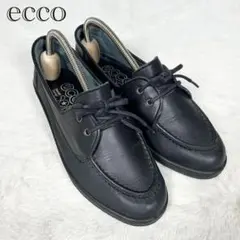 ECCO ローファー ブラック レザー 美品 レースアップ　コンフォートシューズのサムネイル