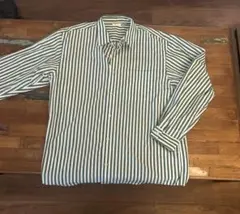 GU ジーユー ブロードシャツ 長袖 ストライプ 緑白 xL