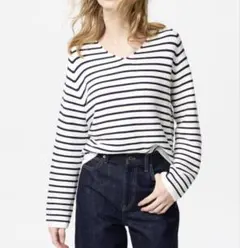 3DコットンリラックスVネックセーター S 01 OFF WHITE