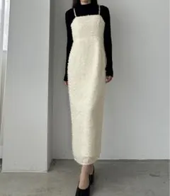 Louere ルエレ フェザージャガードIラインキャミワンピース　タグ付き