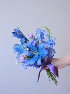 青　造花ウェディングブーケ　クラッチブーケ　アームブーケ　前撮り後撮り結婚式