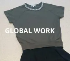 GLOBAL WORKカーキーTシャツトップス（L）のサムネイル