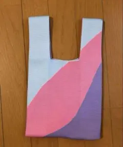 ニットバッグ　ミニバッグ　トート パステルカラー　韓国　エコバッグ　幾何学