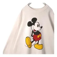 80s USA製 WALT DISNEY ディズニー ミッキー スウェット 白L