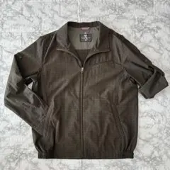 チェック柄 ジップアップブルゾン L ブラウン 春秋◎ 袖2way 薄手