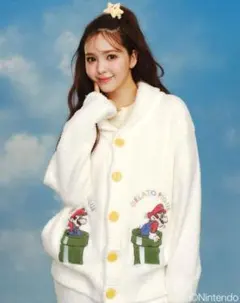 【新品未使用タグ付 M-L】 ジェラピケ マリオ ベビモコジャガードカーディガン