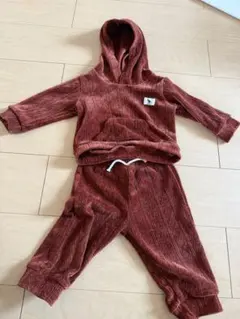 ブラウンフリースフード付きトレーナー・パンツセット