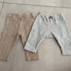 ブランシェスなど　ズボン2枚セット　ニット編柄　70-80