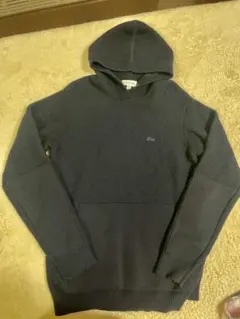 LACOSTE フード付きニットセーター US M ネイビー
