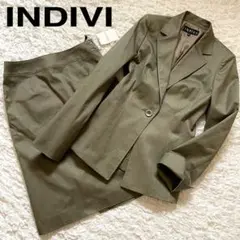INDIVI オリーブグリーン カーキ セット アップ スカートスーツ36 S