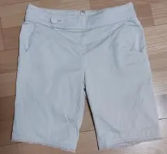 レディース　ライトベージュ ハーフパンツ フリンジ裾