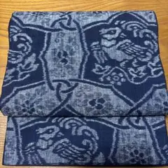 美品 正絹 半幅帯 藍鼠色 雪輪文様 知性を宿す静謐な色彩 凛と装う洗練 
