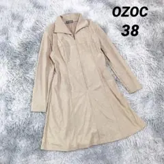 【オゾック】スウェード調 ロングフレアワンピース (38) ベージュ フルジップ