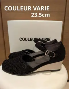 未使用 COULEUR VARIE ウェッジソール パンプス 黒 23.5cmのサムネイル